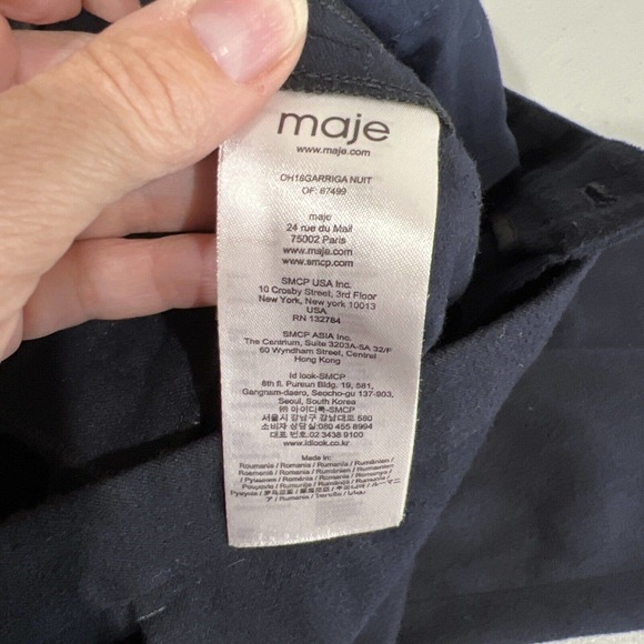 Maje Wool Pants Women 38 Dark Navy Blue Slacks Career Work Classic - Picture 13 of 15